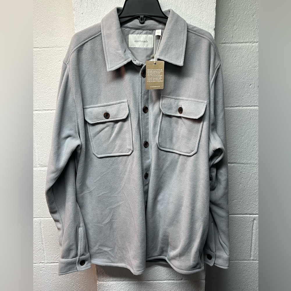Ecothreads Men's Light Gray Sweater Fleece
Shirt Jacket - Large